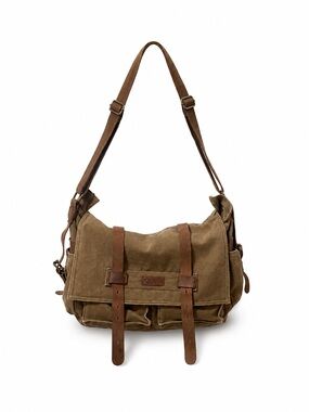 Canvas Messenger Bag in Olive Brown - Stylish Men’s Shoulder Bag